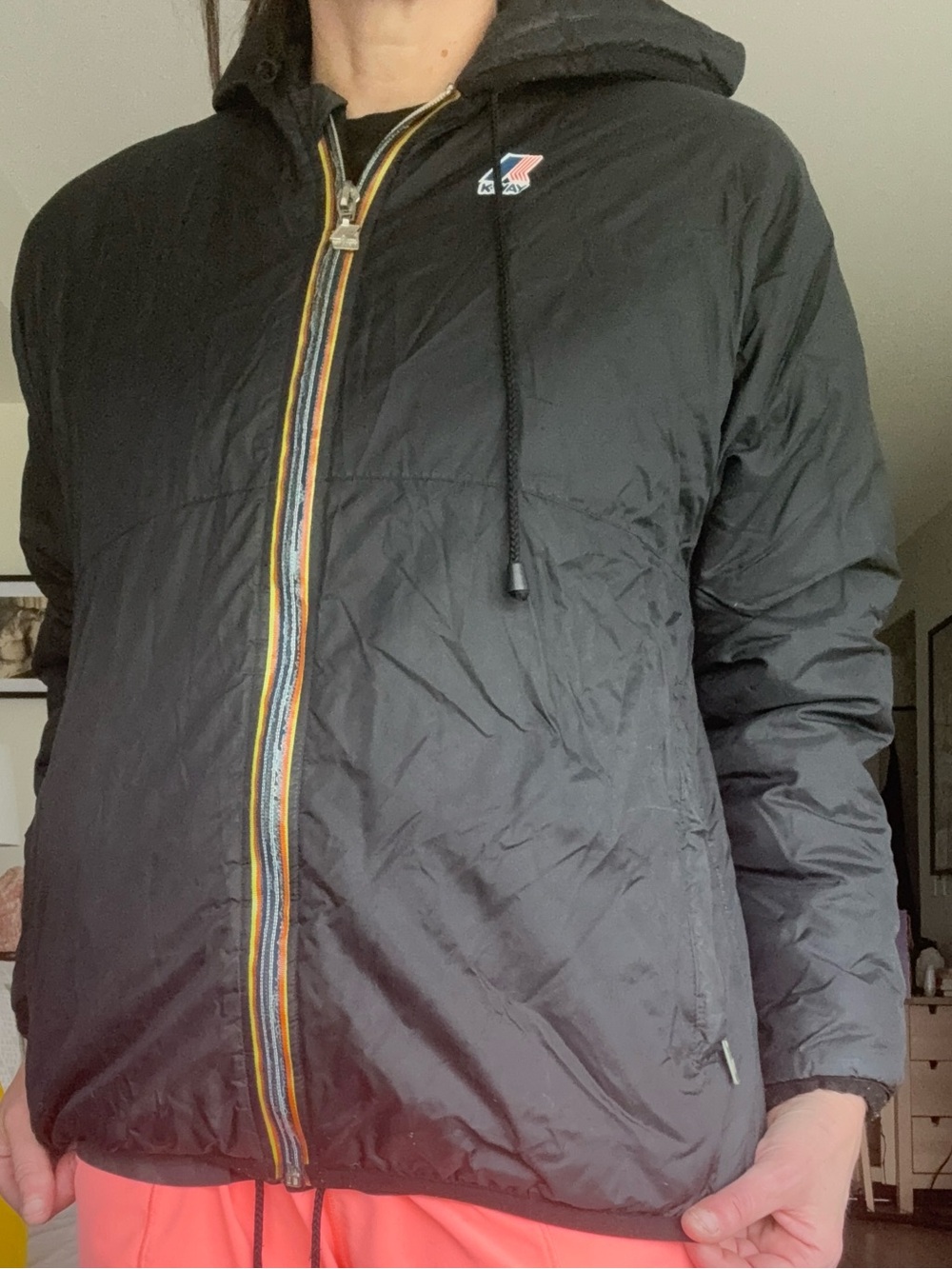 K-Way Women's Black Packable Padded Puffer Jacket Hooded - Size M